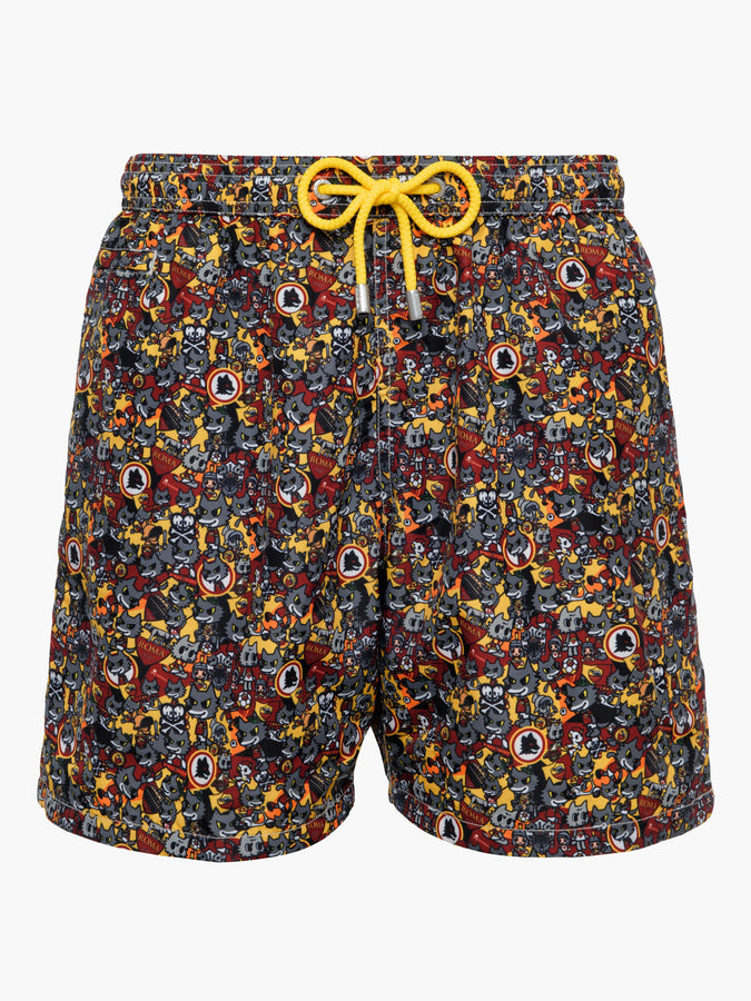 Mc2 Saint Barth Man lightweight fabric swim-shorts Lighting Micro Fantasy with Roma print | AS ROMA SPECIAL EDITION