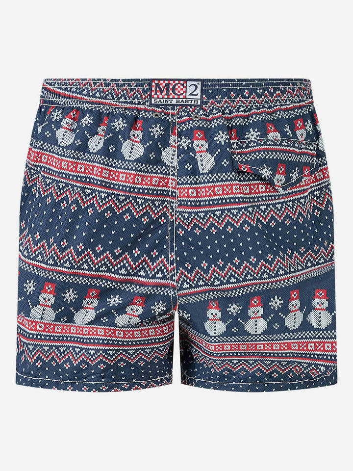 Light fabric man swim shorts snowman print - MC2 Saint Barth