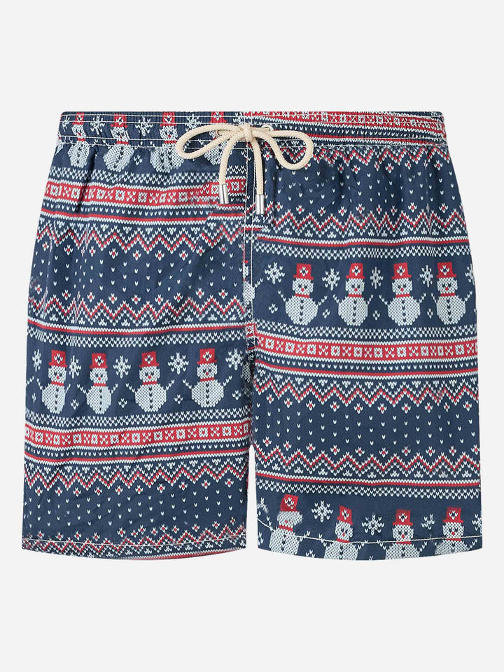 Light fabric man swim shorts snowman print - MC2 Saint Barth