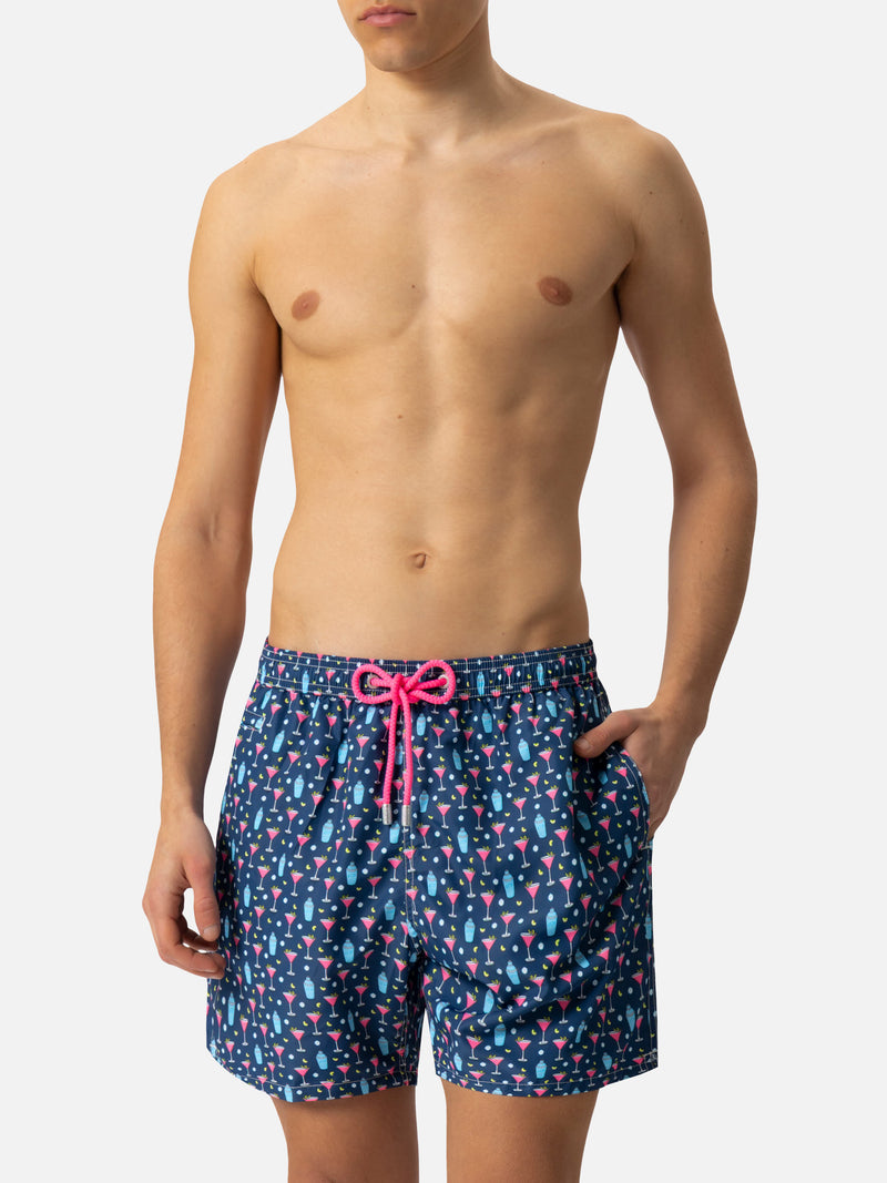 Lightweight fabric swim shorts Lighting with cocktail print