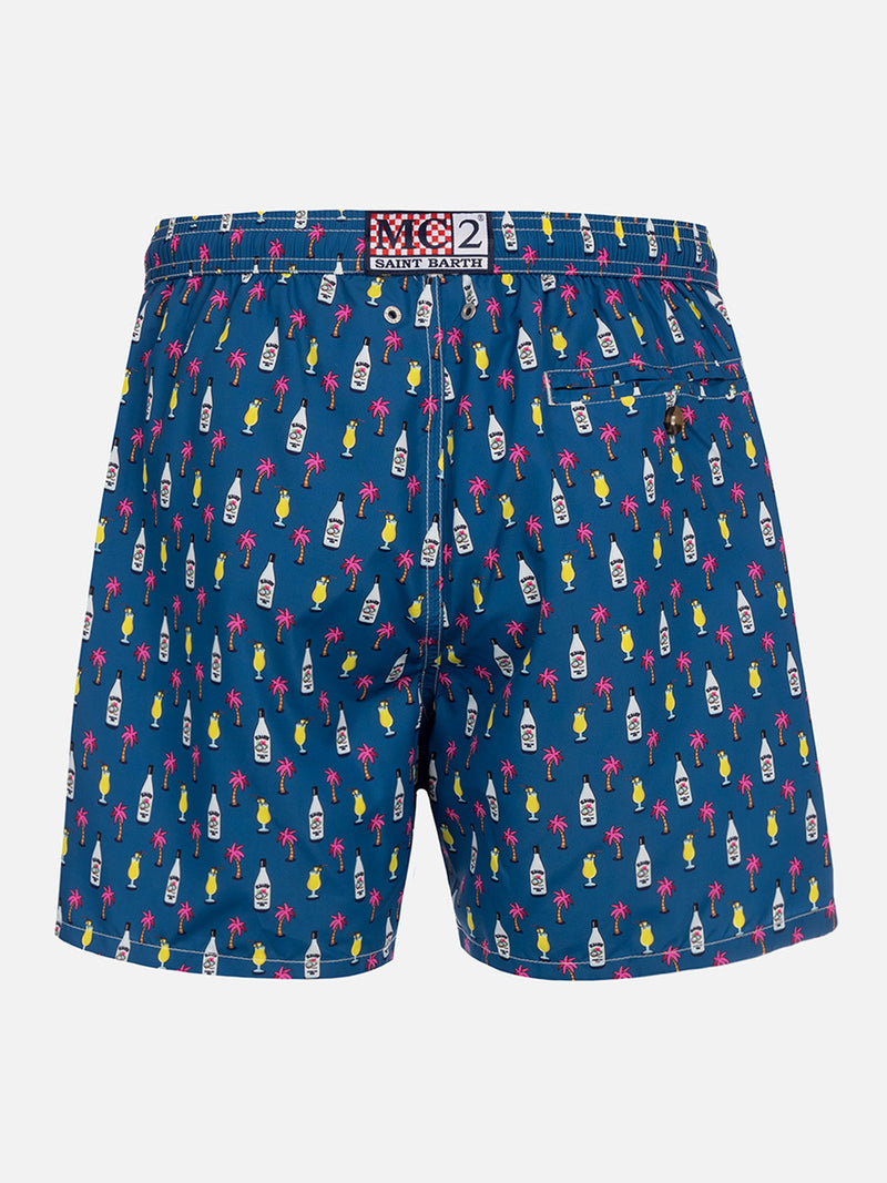 Man lightweight fabric swim-shorts Lighting Micro Fantasy with cocktail print