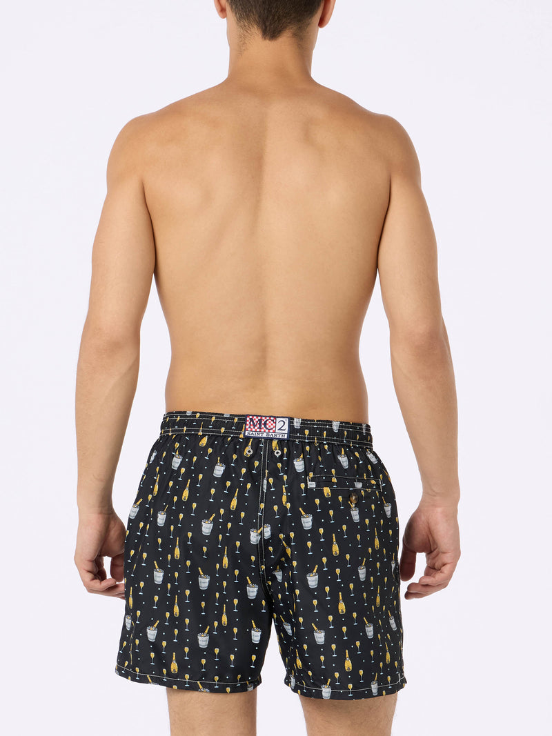 Man lightweight fabric swim-shorts Lighting Micro Fantasy with bollicine print