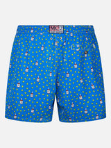 Man lightweight fabric swim-shorts Lighting Micro Fantasy with rum and pear print