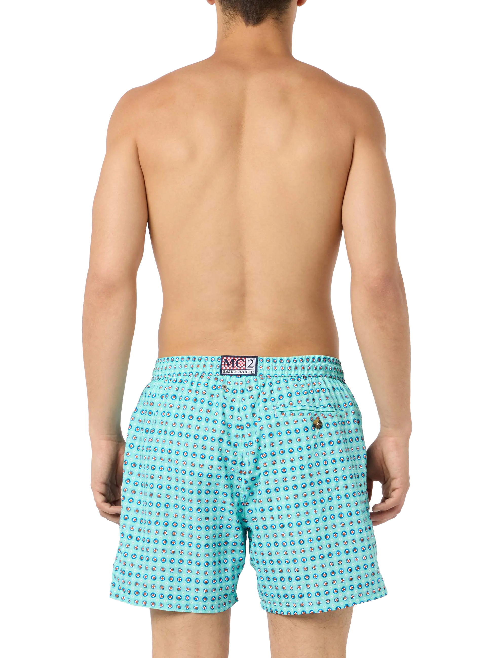 Man lightweight fabric swim-shorts Lighting Micro Fantasy with tie print - MC2 Saint Barth