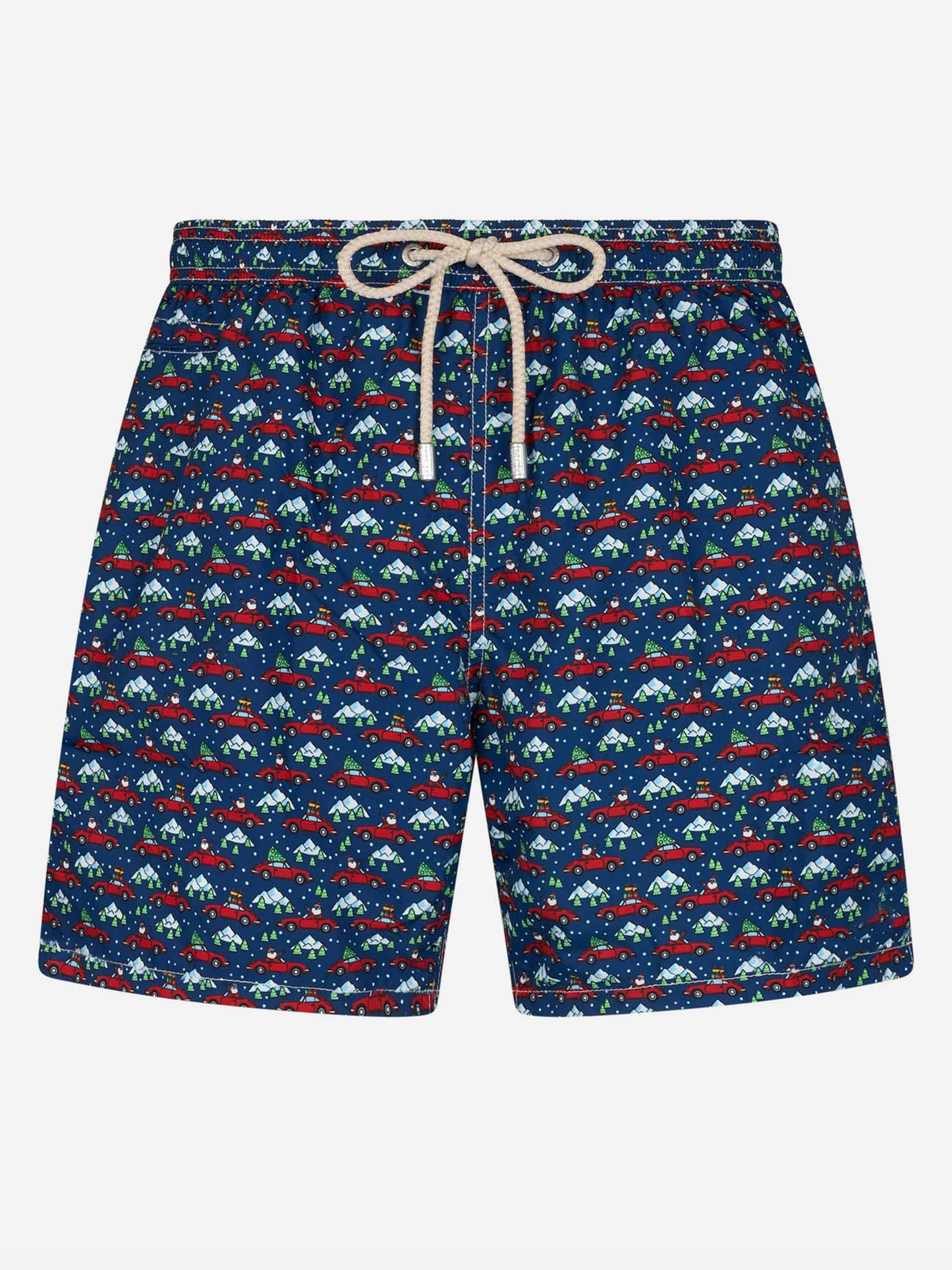 Man lightweight fabric swim-shorts Lighting Micro Fantasy with Santa driver print - MC2 Saint Barth