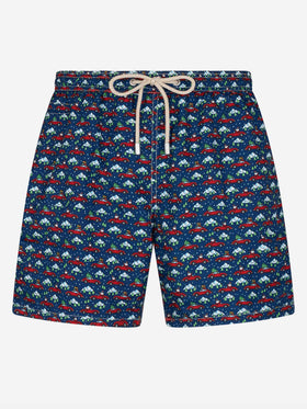 Man lightweight fabric swim-shorts Lighting Micro Fantasy with Santa driver print - MC2 Saint Barth