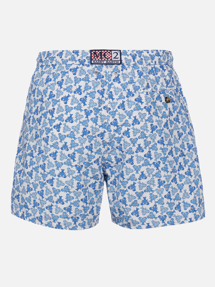 Man lightweight fabric swim-shorts Lighting Micro Fantasy with loabster print - MC2 Saint Barth