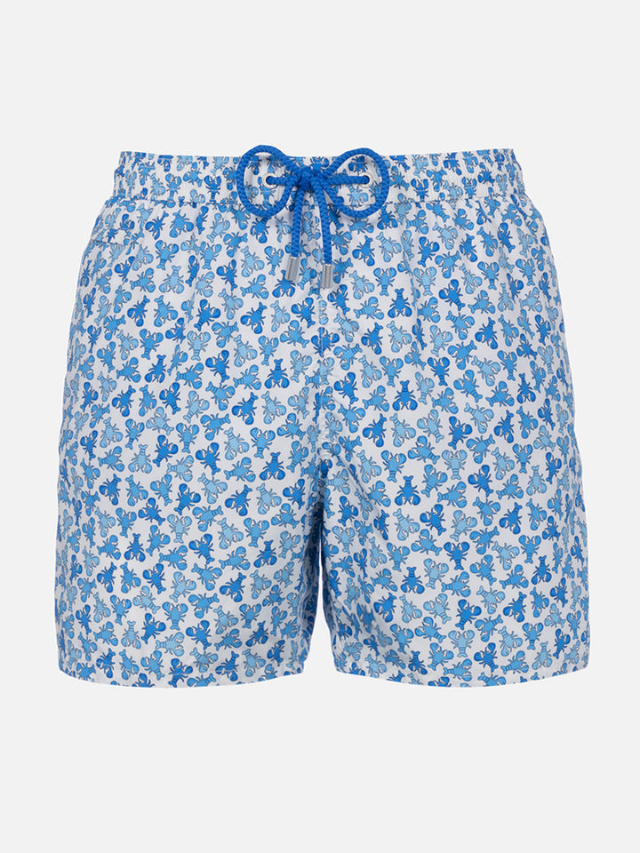 Man lightweight fabric swim-shorts Lighting Micro Fantasy with loabster print - MC2 Saint Barth