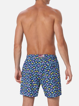 Man lightweight fabric swim-shorts Lighting Micro Fantasy with shark print - MC2 Saint Barth
