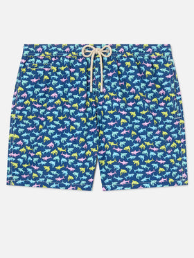Herren-Badeshorts aus leichtem Stoff Lighting Micro Fantasy mit Hai-Print