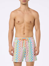 Man lightweight fabric swim-shorts Lighting Micro Fantasy with car print