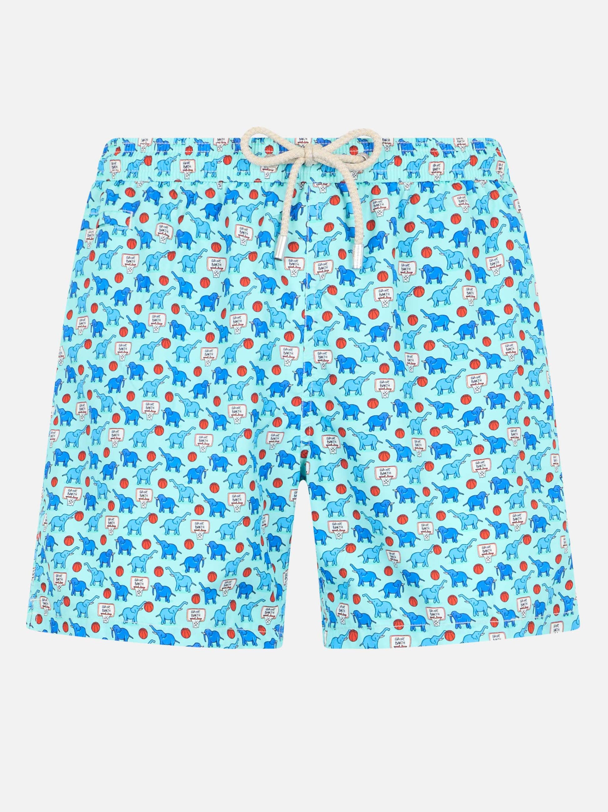 Man lightweight fabric swim-shorts Lighting Micro Fantasy with elephant print - MC2 Saint Barth