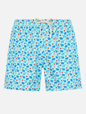 Man lightweight fabric swim-shorts Lighting Micro Fantasy with elephant print - MC2 Saint Barth