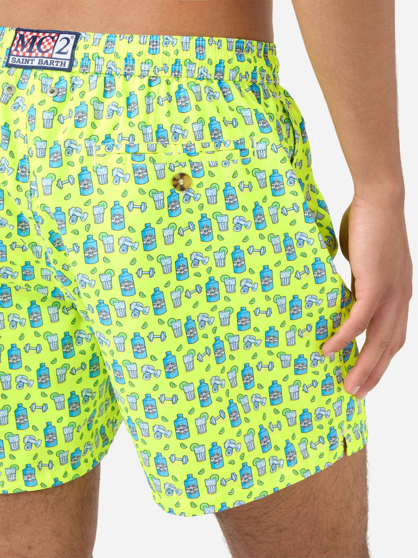 Lighting gin and gym print swim shorts