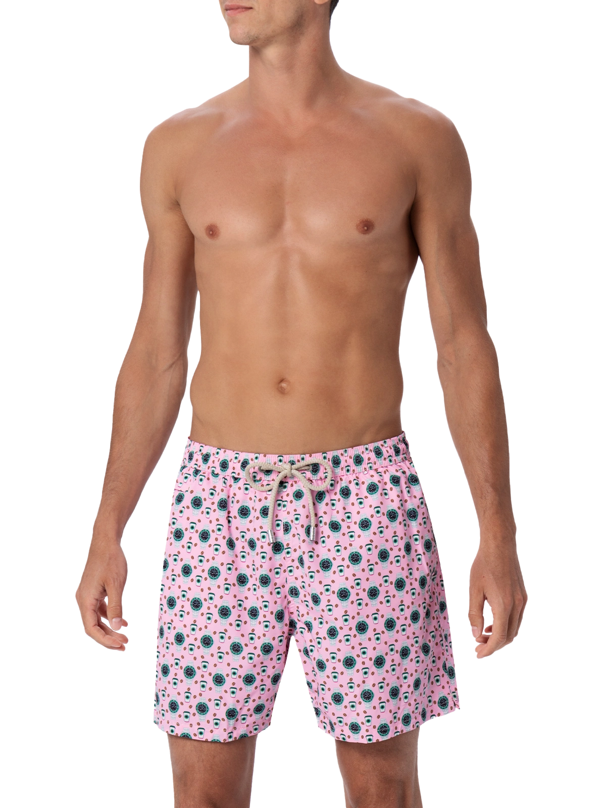 Man lightweight fabric swim-shorts Lighting Micro Fantasy with watches print - MC2 Saint Barth