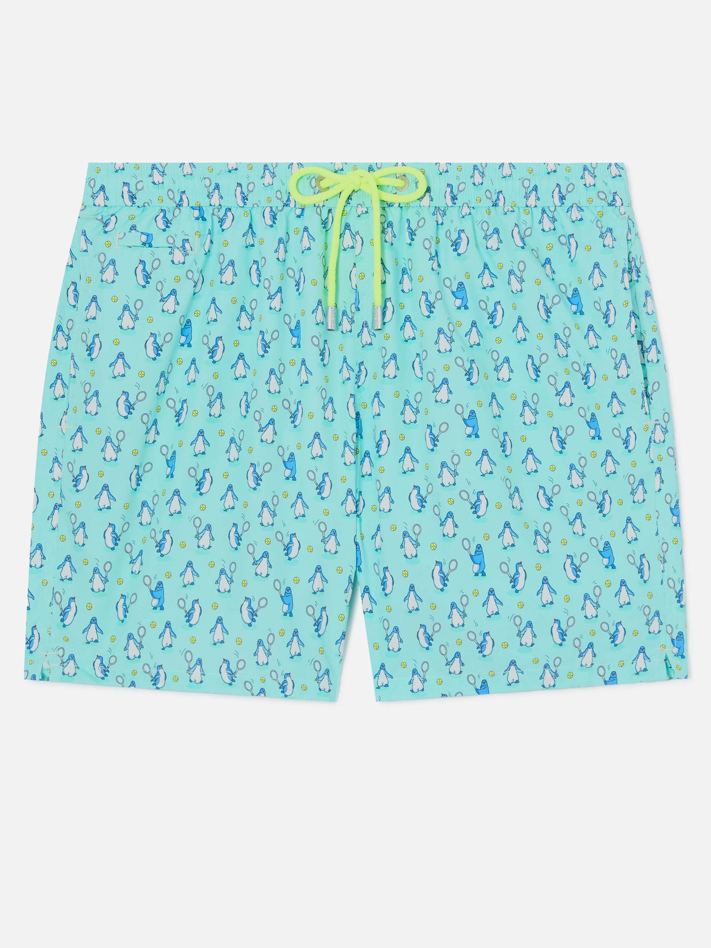 Lighting Micro Fantasy swim shorts in technical fabric with penguin pattern in blue and multicolor