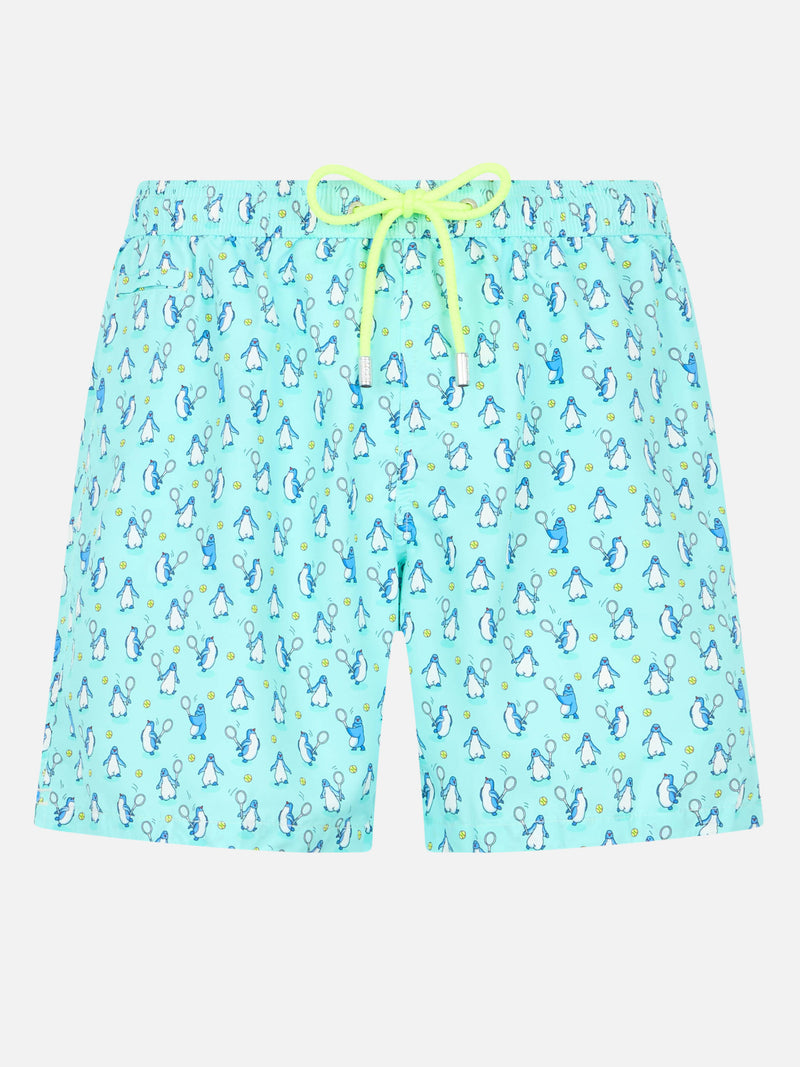 Badeshorts für Herren aus leichtem Stoff Lighting Micro Fantasy mit Pinguin-Print