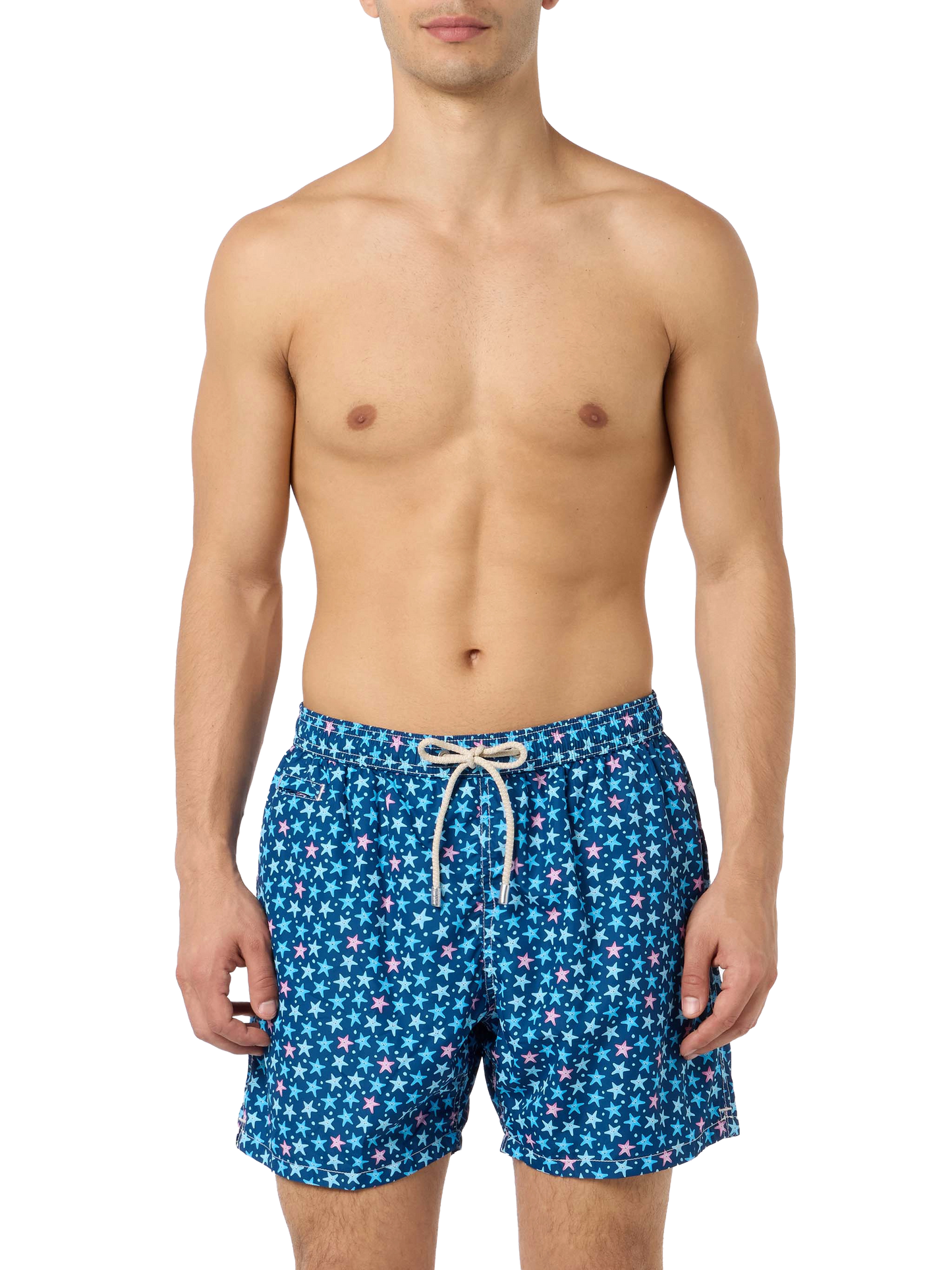 Man lightweight fabric swim-shorts Lighting Micro Fantasy with starfish print - MC2 Saint Barth