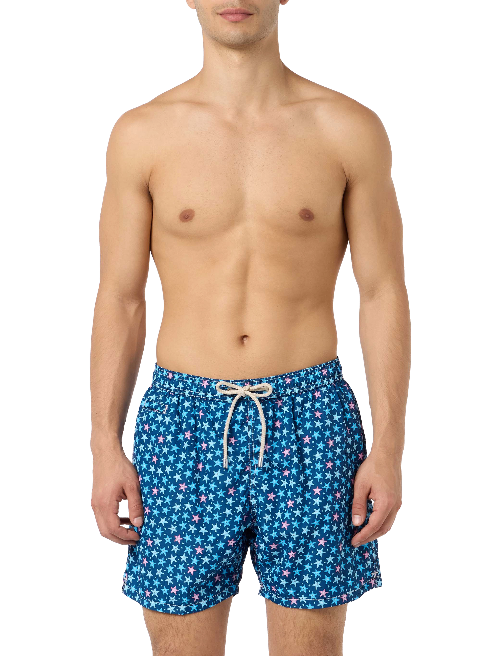 Man lightweight fabric swim-shorts Lighting Micro Fantasy with starfish print - MC2 Saint Barth