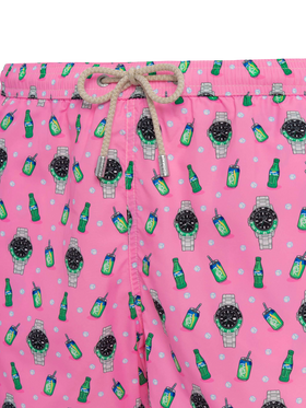 Lightweight fabric swim shorts Lighting with watch print - MC2 Saint Barth