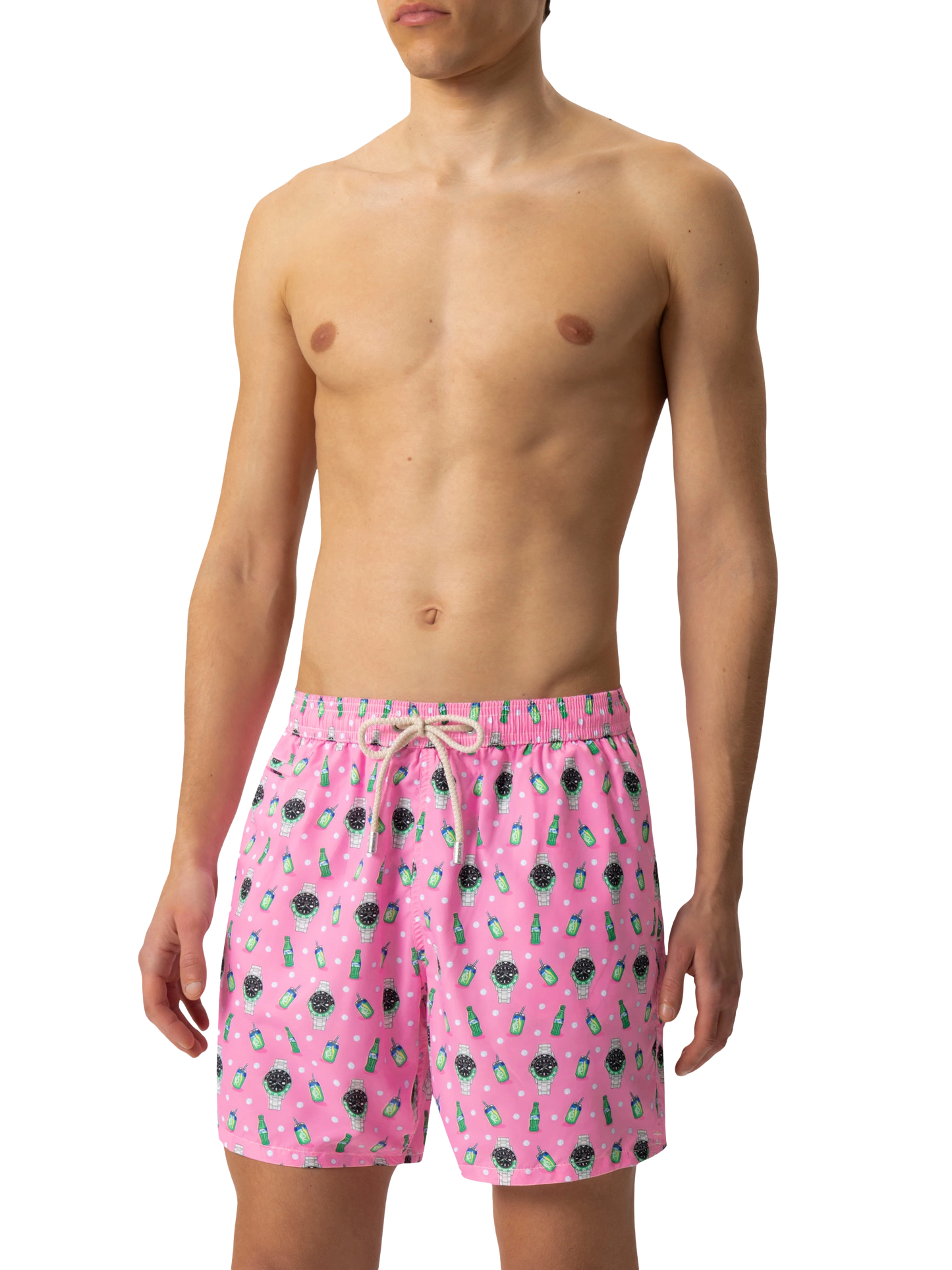 Lightweight fabric swim shorts Lighting with watch print - MC2 Saint Barth