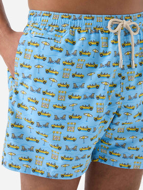 Costume mare Lighting Micro azzurro con stampa road to Formentera