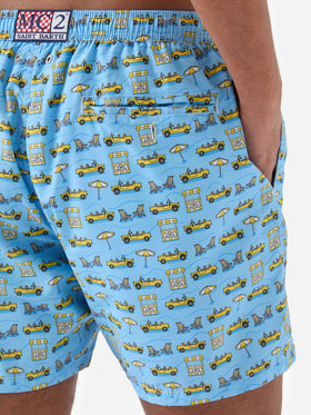 Costume mare Lighting Micro azzurro con stampa road to Formentera