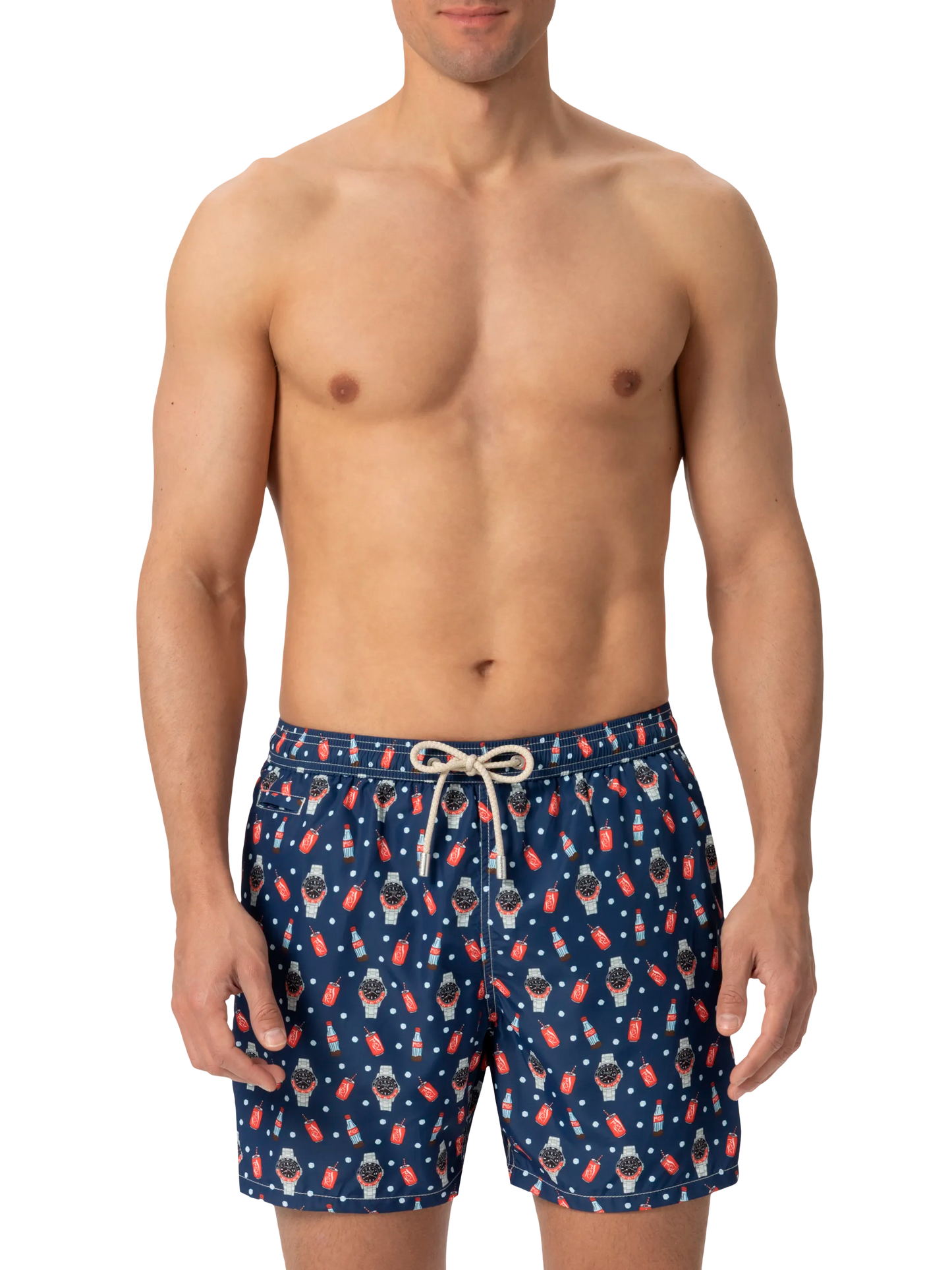 Lightweight fabric swim shorts Lighting with watch print - MC2 Saint Barth