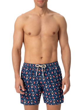 Lightweight fabric swim shorts Lighting with watch print - MC2 Saint Barth