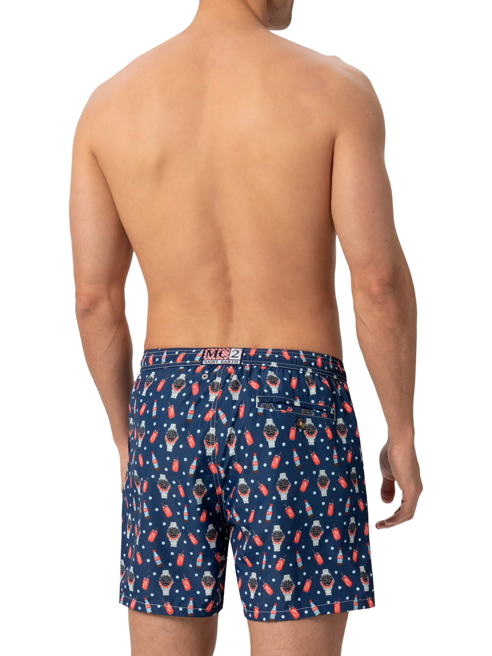 Lightweight fabric swim shorts Lighting with watch print - MC2 Saint Barth