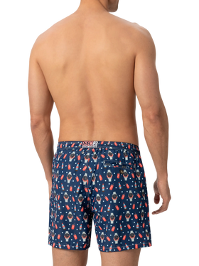 Lightweight fabric swim shorts Lighting with watch print - MC2 Saint Barth