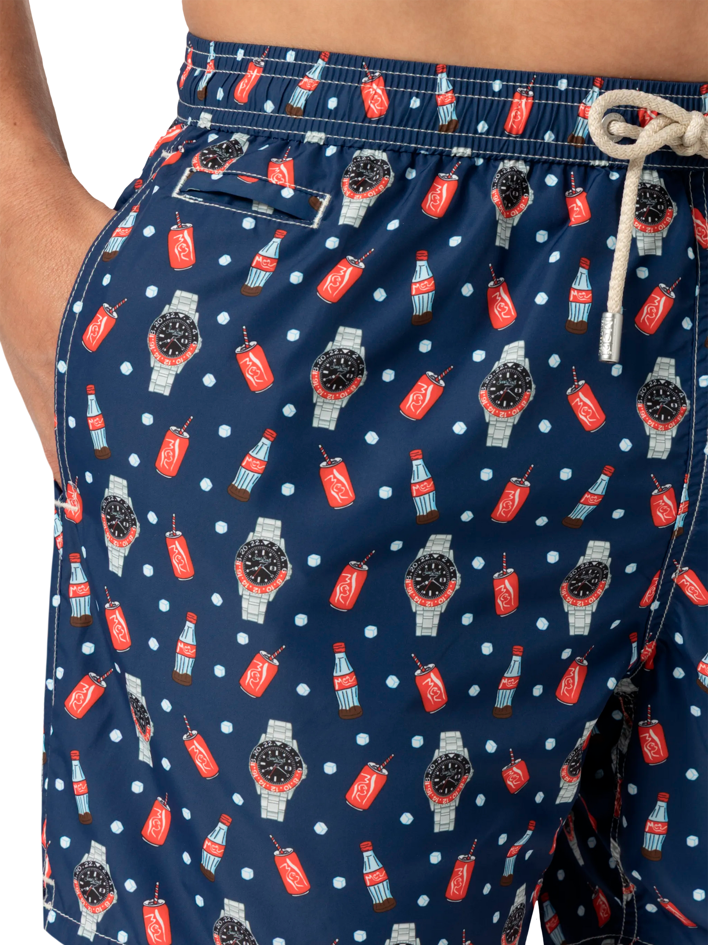 Lightweight fabric swim shorts Lighting with watch print - MC2 Saint Barth