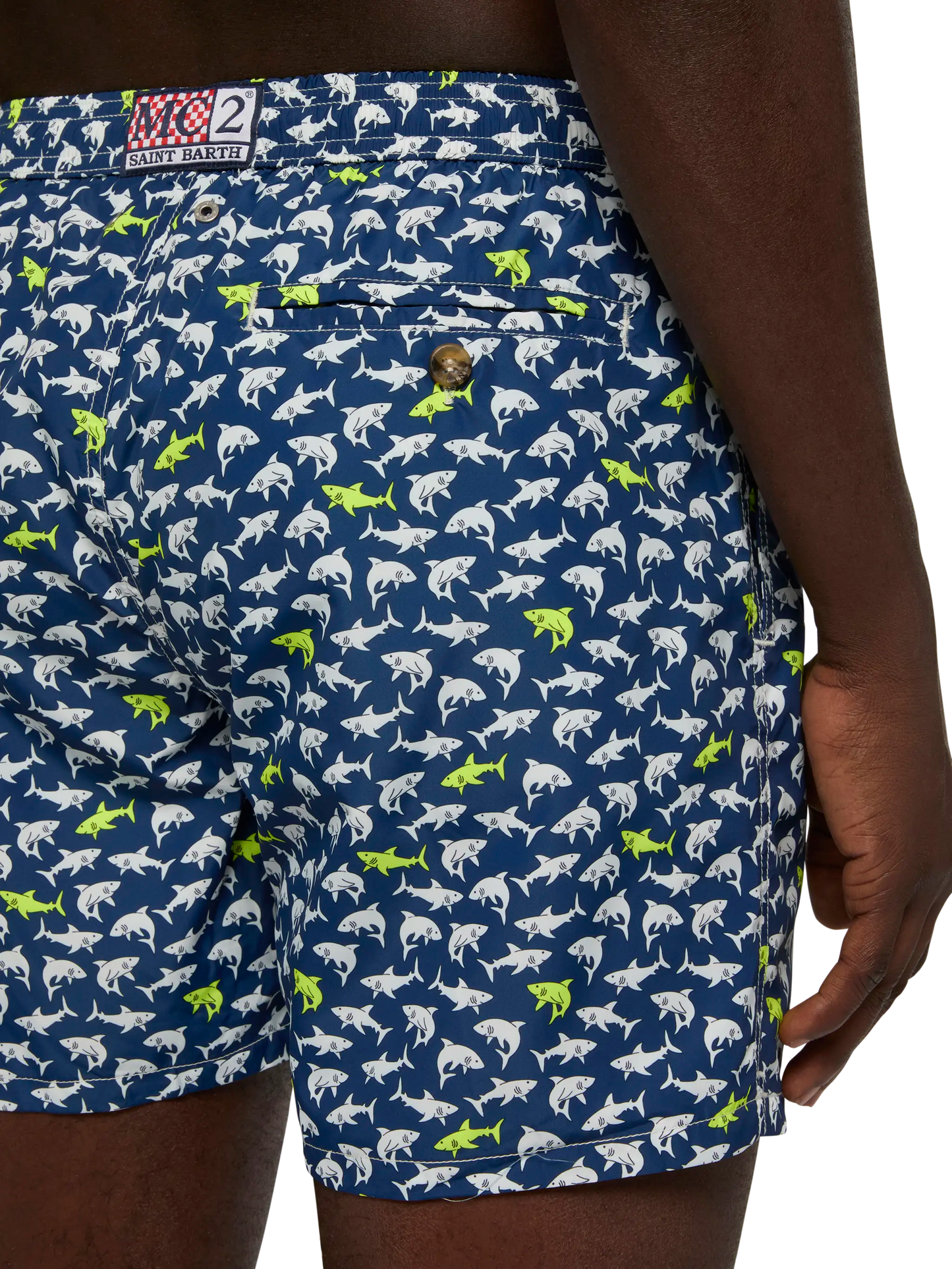 Lightweight fabric swim shorts Lighting with shark print - MC2 Saint Barth