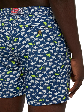 Lightweight fabric swim shorts Lighting with shark print - MC2 Saint Barth