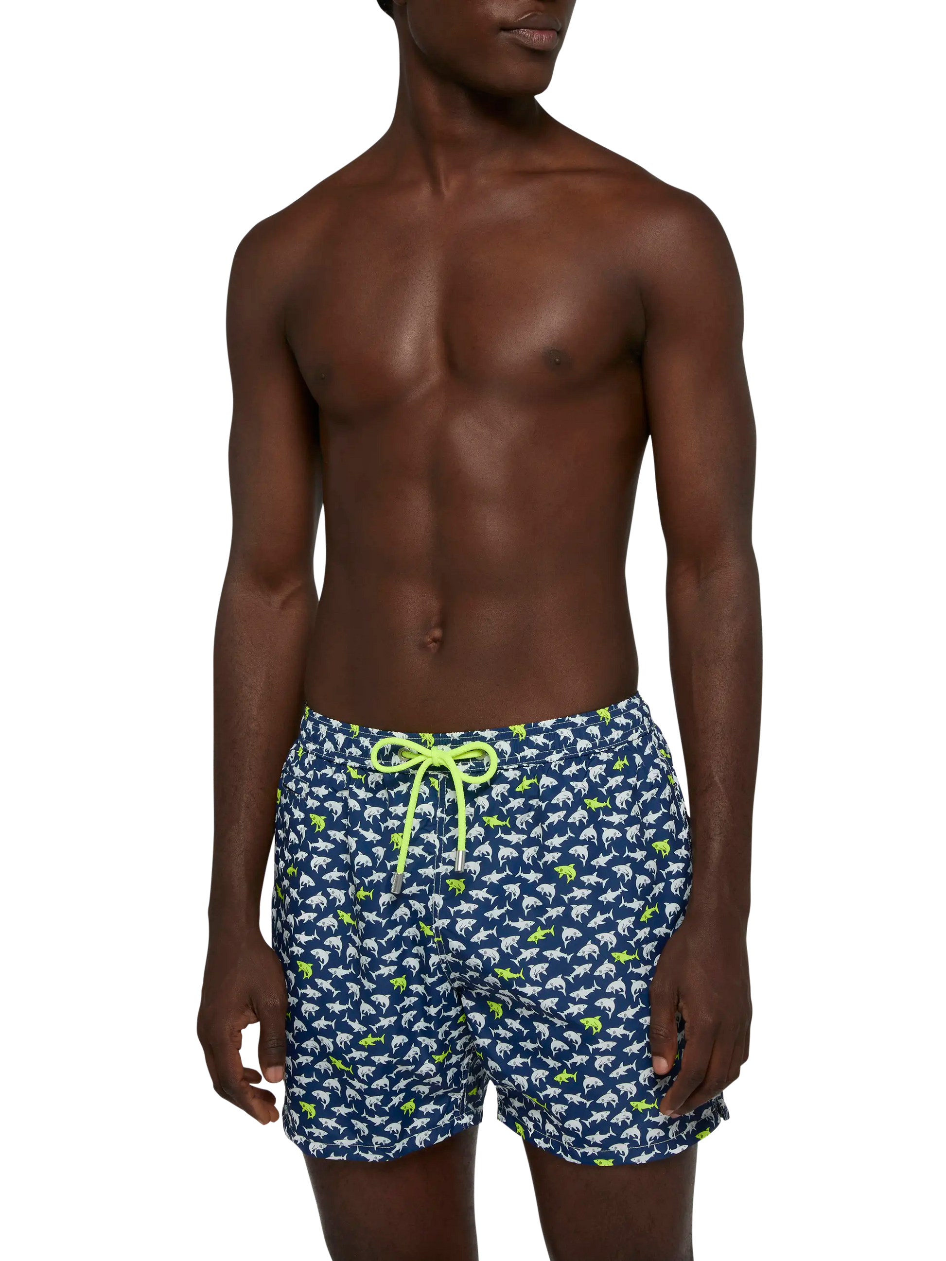 Lightweight fabric swim shorts Lighting with shark print - MC2 Saint Barth