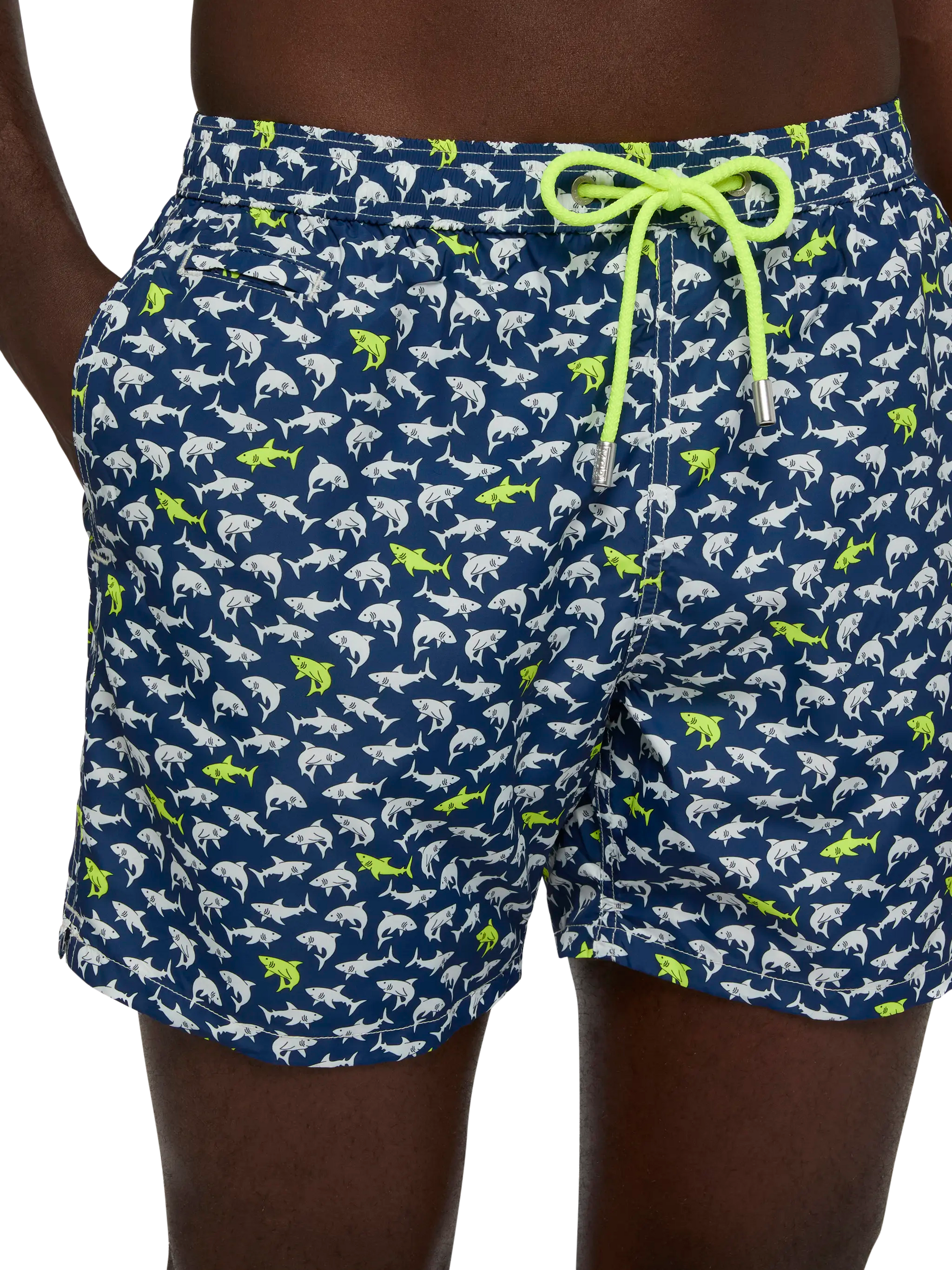 Lightweight fabric swim shorts Lighting with shark print - MC2 Saint Barth