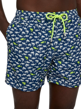 Lightweight fabric swim shorts Lighting with shark print - MC2 Saint Barth