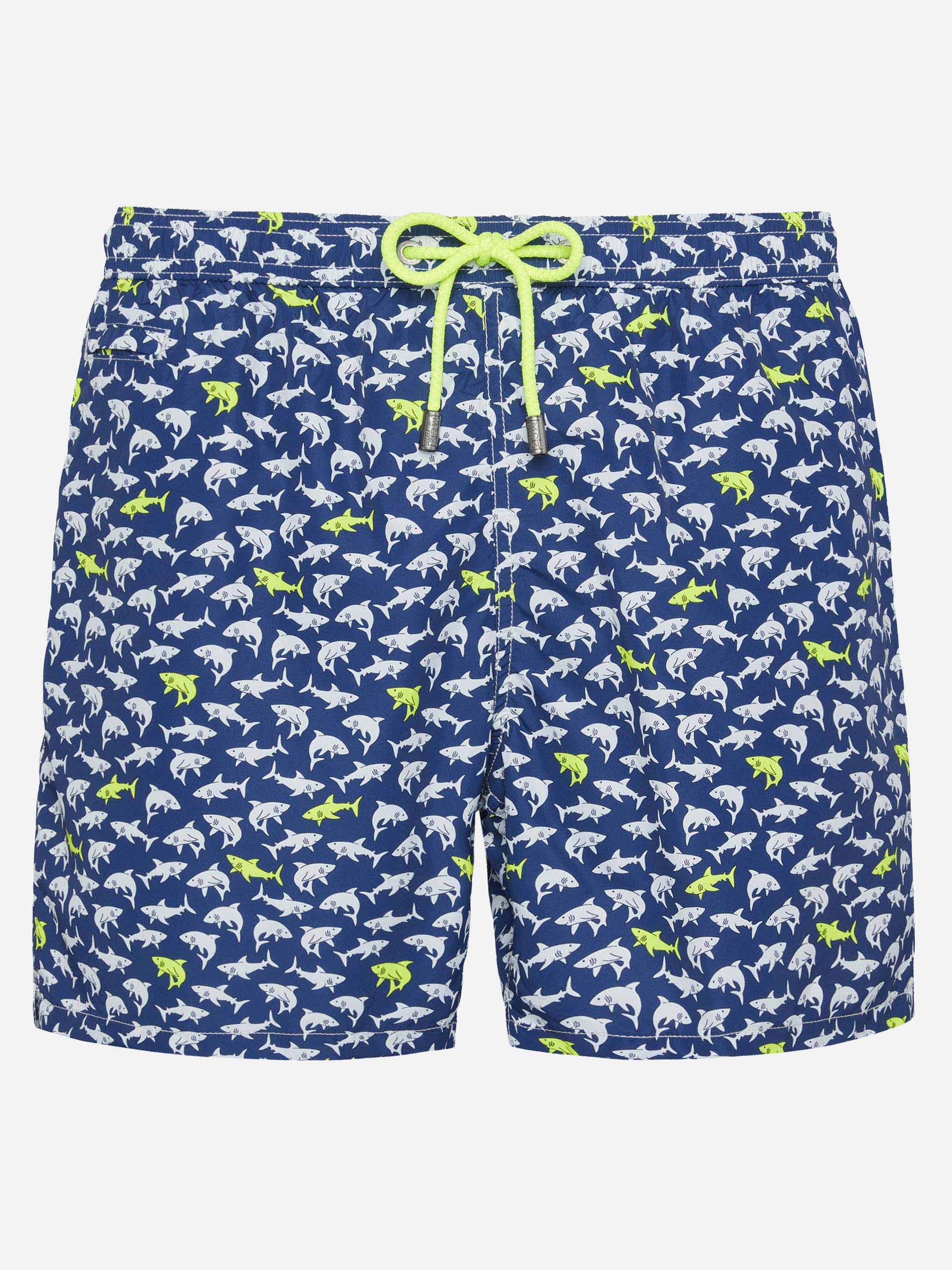 Lightweight fabric swim shorts Lighting with shark print - MC2 Saint Barth