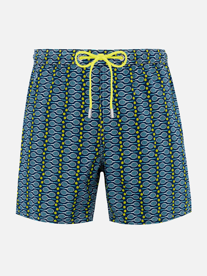 Mc2 Saint Barth Man lightweight fabric swim-shorts Lighting Micro Fantasy with tennis print