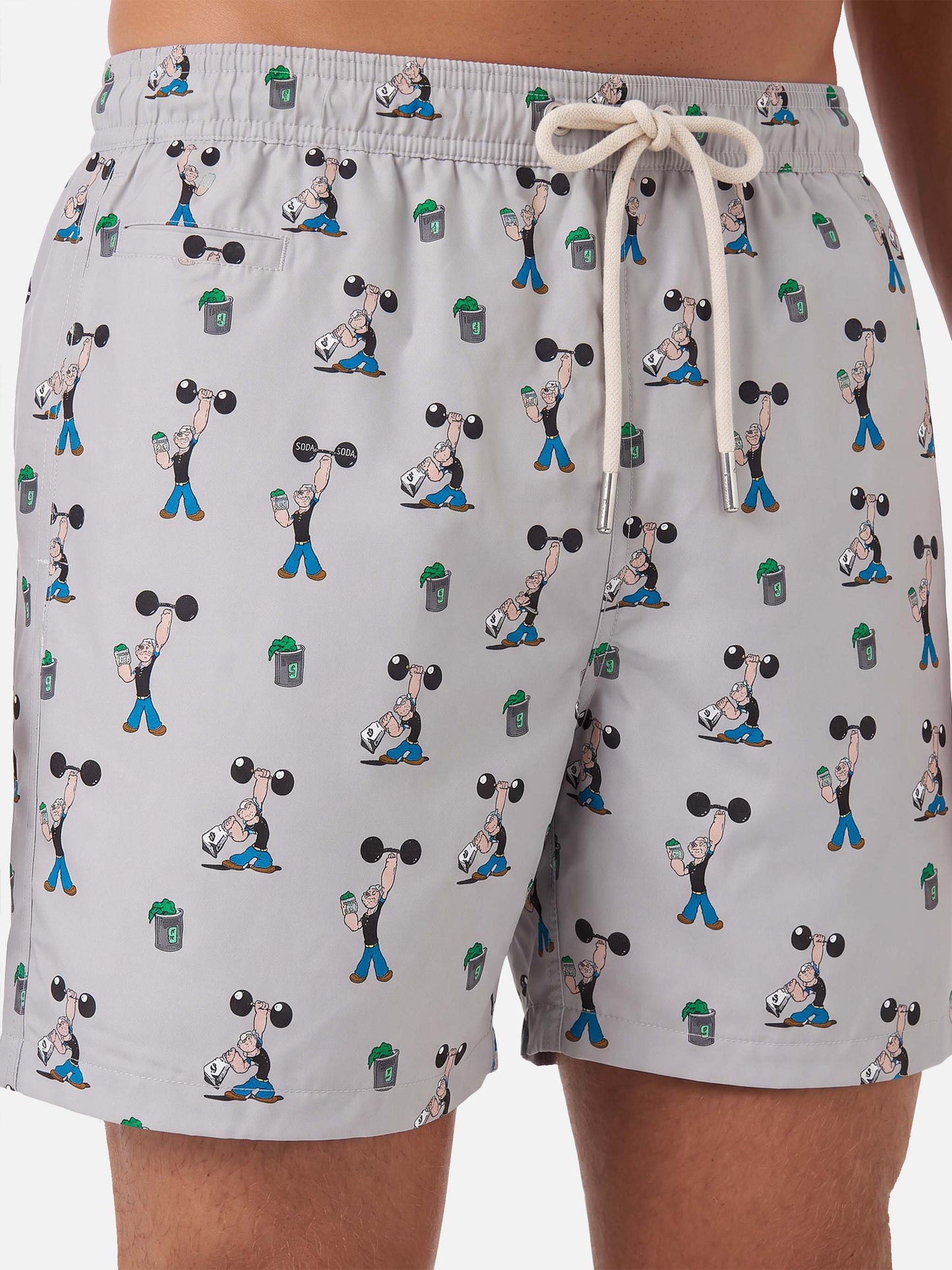 Bañador corto Micro Lighting gris claro con estampado integral Popeye | POPEYE SPECIAL EDITION 
