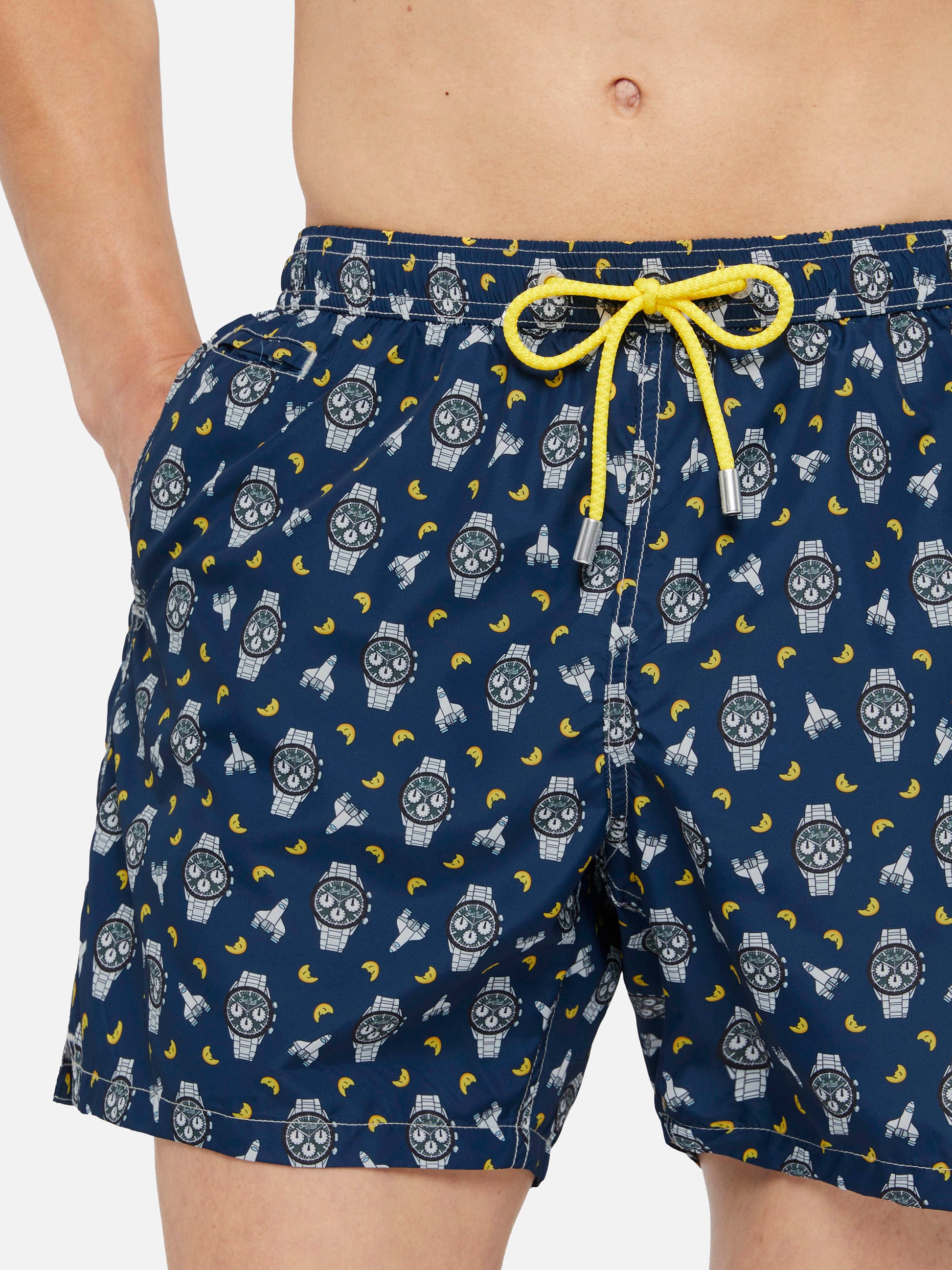 Lightweight fabric swim shorts Lighting with watch and moon print - MC2 Saint Barth