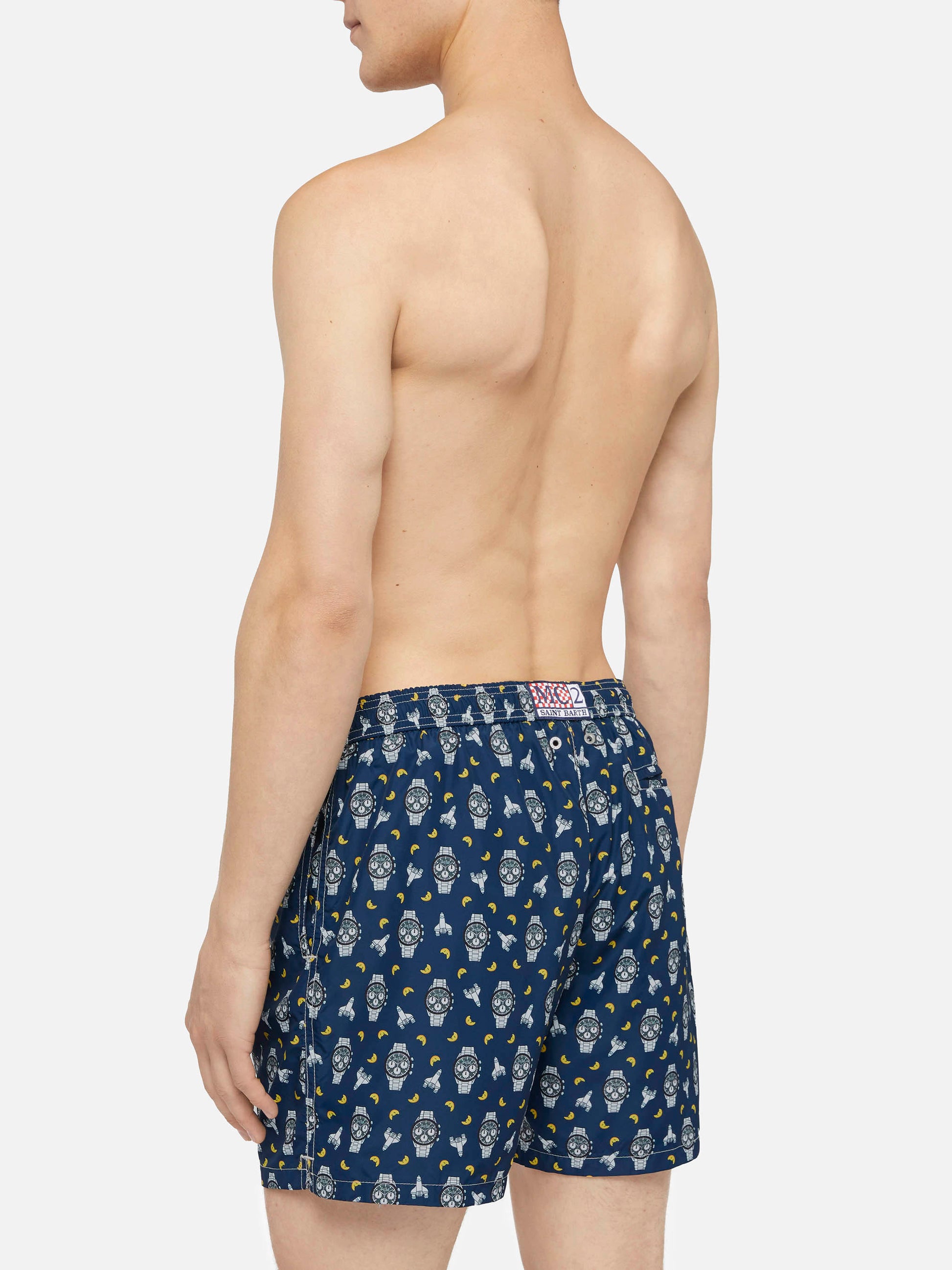 Lightweight fabric swim shorts Lighting with watch and moon print - MC2 Saint Barth