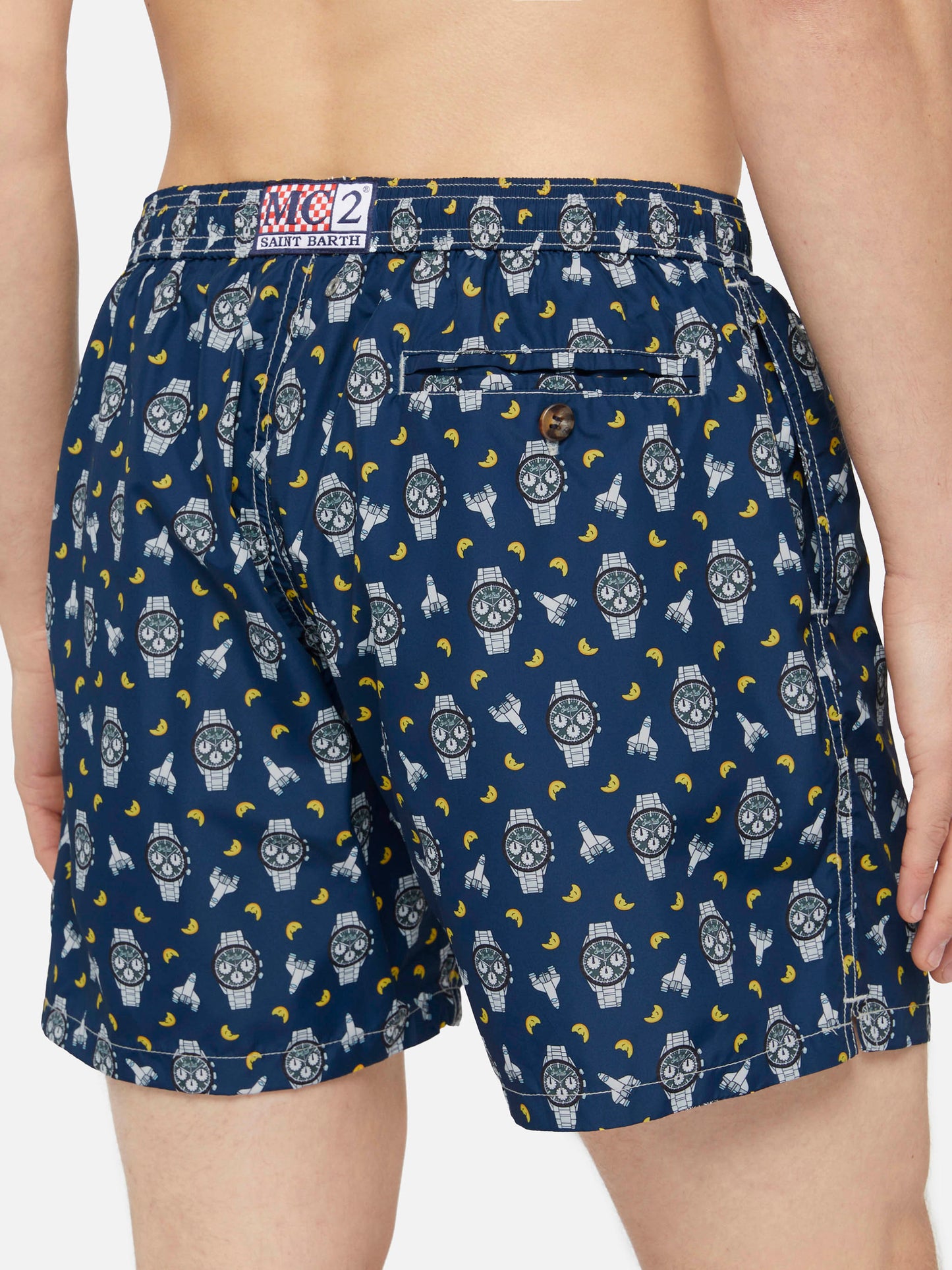 Lightweight fabric swim shorts Lighting with watch and moon print - MC2 Saint Barth