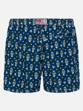 Lightweight fabric swim shorts Lighting with watch and moon print