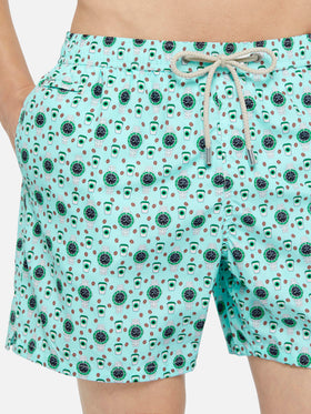 Lightweight fabric swim shorts Lighting with watch print - MC2 Saint Barth