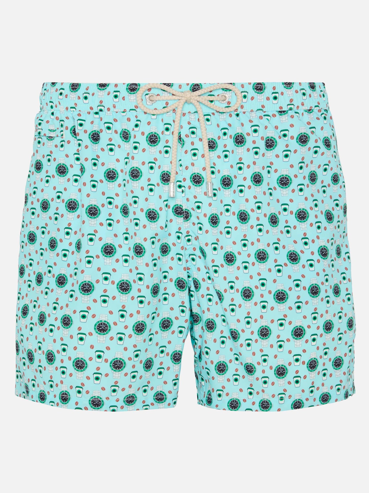 Badeshorts aus leichtem Stoff „Lighting“ mit Uhren-Print