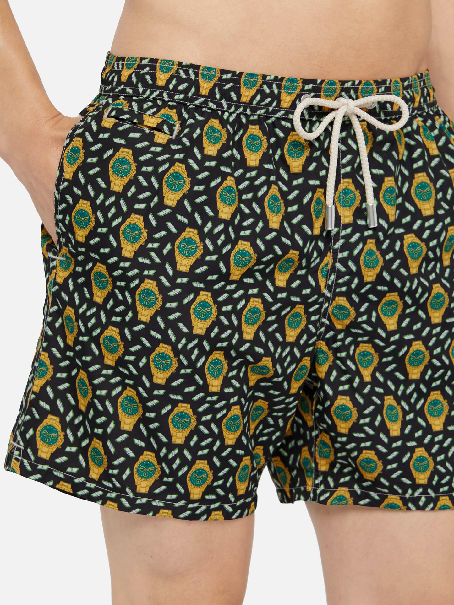 Lightweight fabric swim shorts Lighting with watch print - MC2 Saint Barth