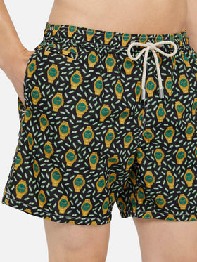 Lightweight fabric swim shorts Lighting with watch print - MC2 Saint Barth