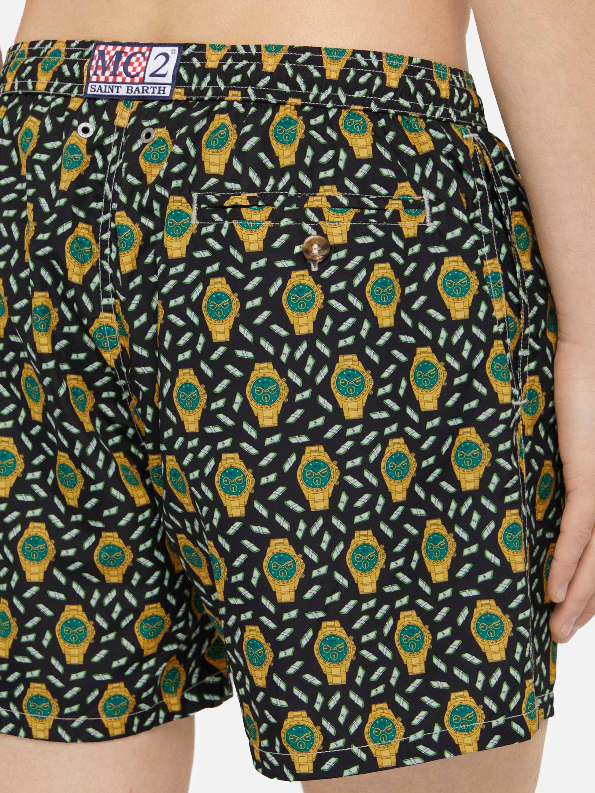 Lightweight fabric swim shorts Lighting with watch print - MC2 Saint Barth