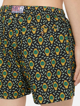 Lightweight fabric swim shorts Lighting with watch print - MC2 Saint Barth